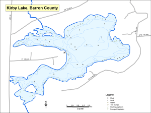 Kirby Lak Topographical Lake Map
