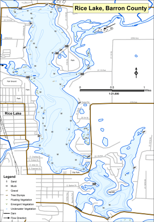 Rice Lake Topographical Lake Map