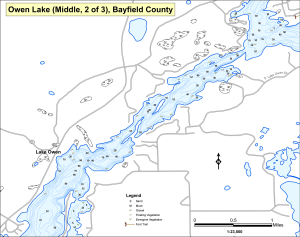 Owen Lake (2 of 3) Topographical Lake Map