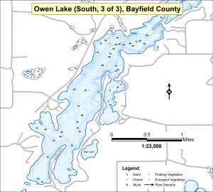 Owen Lake (3 of 3) Topographical Lake Map