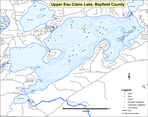Eau Claire Lake, Upper Topographical Lake Map