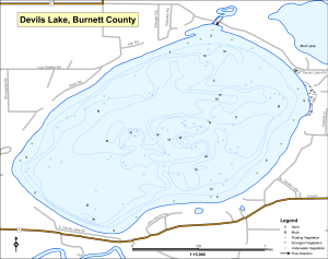 Devils Lake Topographical Lake Map