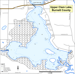 Clam Lake, Upper Topographical Lake Map