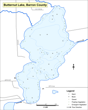 Butternut Lake Topographical Lake Map