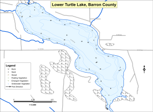 Turtle Lake, Lower Topographical Lake Map