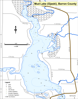 Mud (Ojaski) Lake Topographical Lake Map