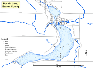 Poskin Lake Topographical Lake Map