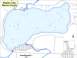 Staples Lake Topographical Lake Map