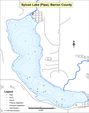 Sylvan Lake (Pipe) Topographical Lake Map