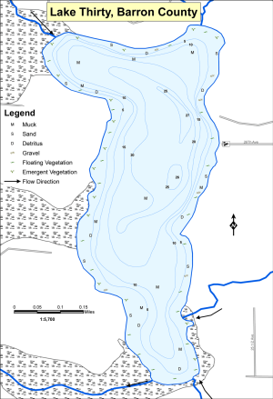 Thirty Lake Topographical Lake Map