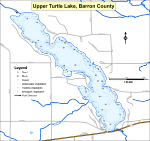 Turtle Lake, Upper Topographical Lake Map