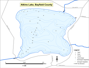 Atkins Lake Topographical Lake Map
