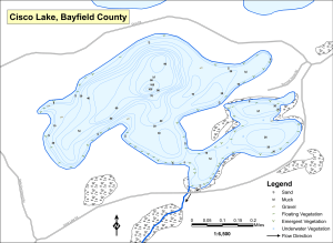 Cisco Lake (First Bass) Topographical Lake Map
