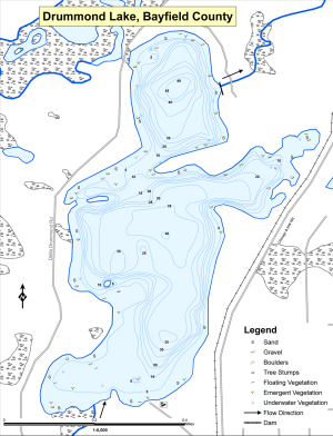 Drummond Lake Topographical Lake Map