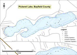 Pickerel Lake Topographical Lake Map