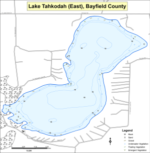 Tahkodah Lake (East) Topographical Lake Map