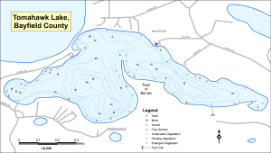 Tomahawk Lake Topographical Lake Map