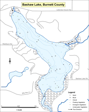 Bashaw Lake Topographical Lake Map