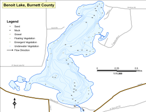 Benoit Lake Topographical Lake Map