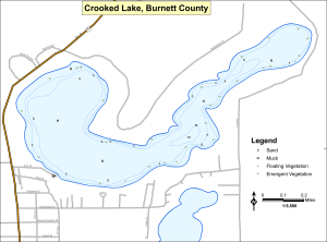 Crooked Lake T38N R16W S08  Topographical Lake Map
