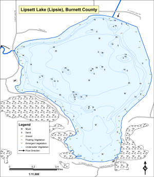 Lipsett Lake (Lipsie) Topographical Lake Map
