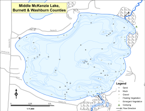 McKenzie Lake, Middle Topographical Lake Map