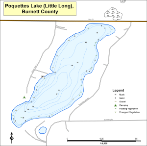 Poquettes Lake (Little Long) Topographical Lake Map