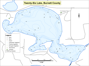 Twenty-Six Lake Topographical Lake Map
