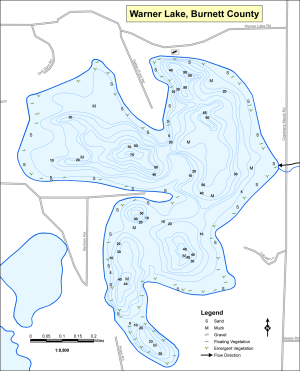 Warner Lake Topographical Lake Map