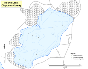 Round Lake T32NR09WS14 Topographical Lake Map
