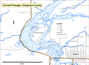 Cornell Flowage Topographical Lake Map