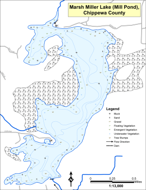 Marsh-Miller Lake (Mill Pond) Topographical Lake Map