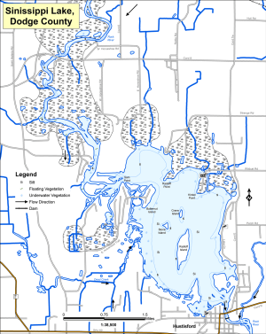 Sinissippi Lake (Hustisford) Topographical Lake Map