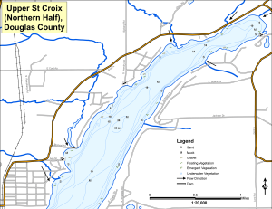 Upper St Croix Lake (2 of 2) Topographical Lake Map