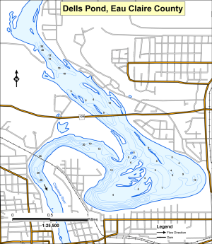 Dells Pond Topographical Lake Map