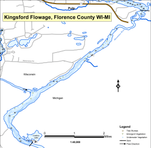Kingsford Flowage WI-MI (491) Topographical Lake Map