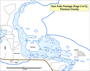 Twin Falls Flowage (2 of 2) Topographical Lake Map