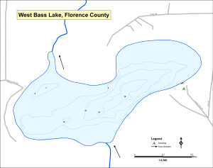 Bass Lake, West Topographical Lake Map