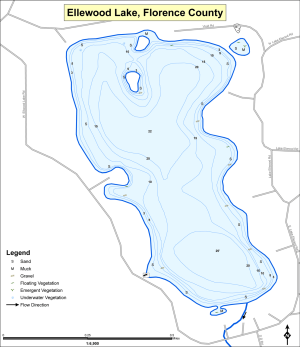 Ellwood Lake Topographical Lake Map