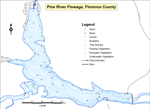 Pine River Flowage Topographical Lake Map