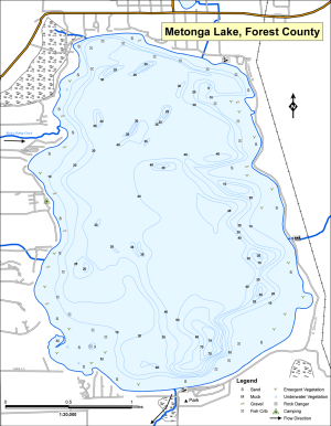 Metonga Lake Topographical Lake Map