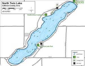 North Twin Lake Topographical Lake Map