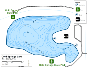 Cold Springs Lake Topographical Lake Map