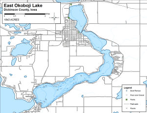 East Okoboji Lake Topographical Lake Map