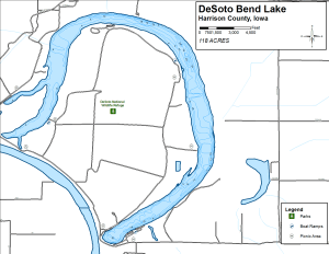 DeSoto Bend Lake Topographical Lake Map