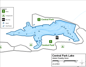 Central Park Lake Topographical Lake Map