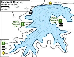 Dale Maffit Resevoir Topographical Lake Map