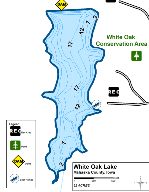 White Oak Lake Topographical Lake Map