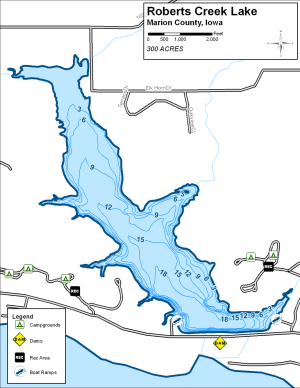 Roberts Creek Lake Topographical Lake Map