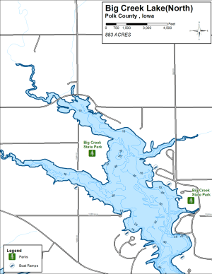 Big Creek Lake - North Topographical Lake Map